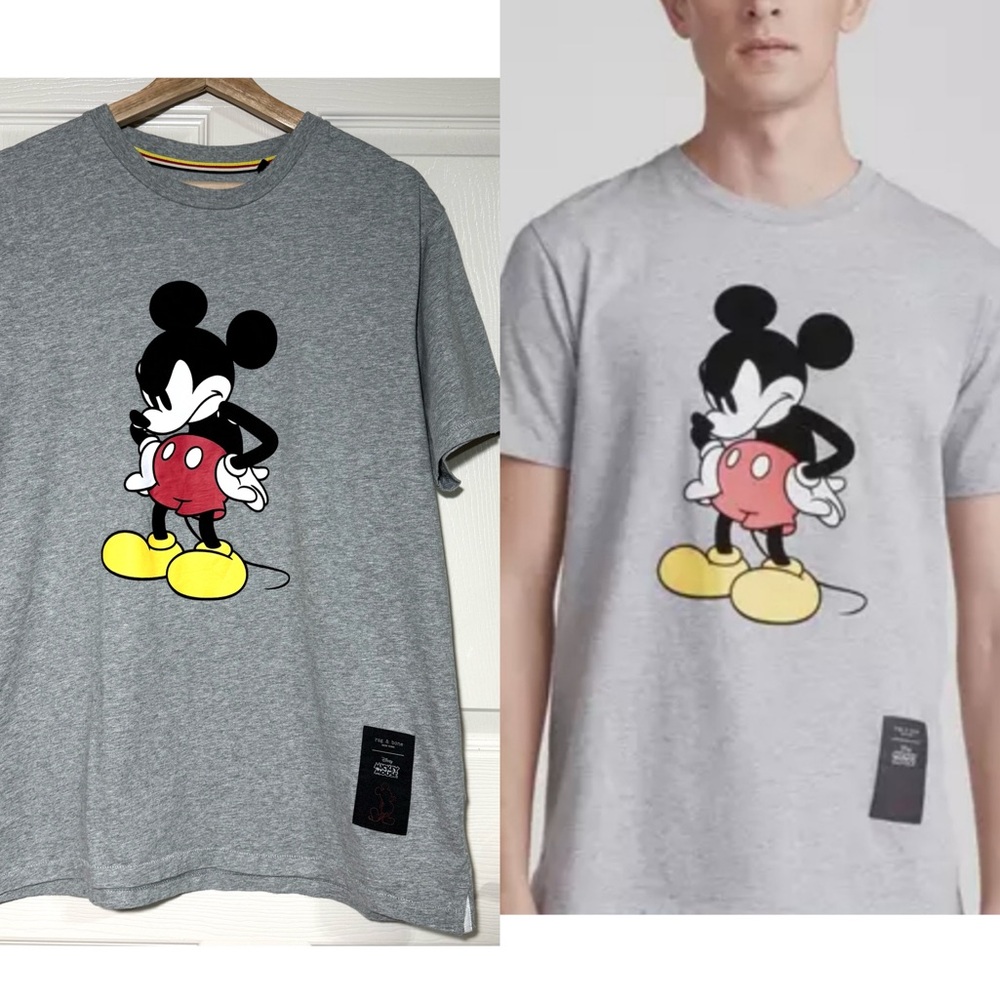 RAG & BONE x DISNEY MICKEY MOUSE 'Determined Mickey' Tee Shirt Size L Unisex